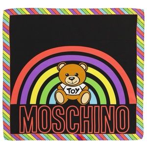 NEW MOSCHINO Silk Square Bear Scarf Italy